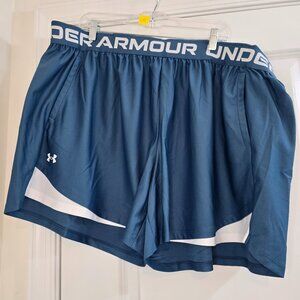 Under Armour Play Up Short - 5" Inseam - Blue and White